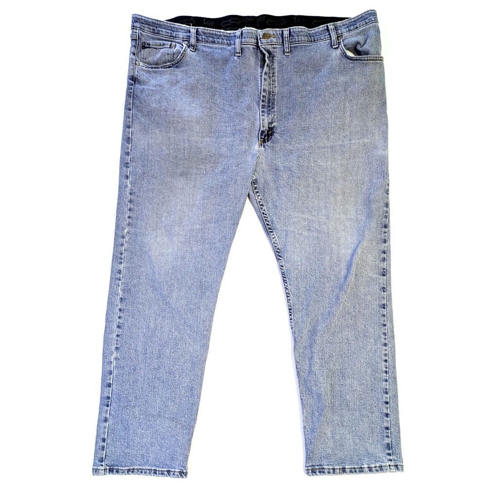 Lee Riders Comfort Fit Straight Leg Jeans Light Wash Blue Mens 50x30 Stretch
